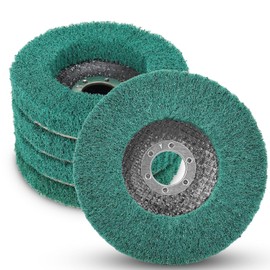 NuoDunco 5 Pieces 4.5" x 7/8" Nylon Fiber Slat Disc 180 Grit Sanding Discs for Removing Rust and Cleaning