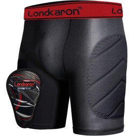 Londkaron Youth Boys Padded Sliding Shorts with Soft Protective Cup for Baseball & Football (Black, Large)