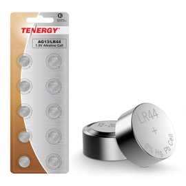 Tenergy 1.5 Volt Battery LR44, Button Cell LR44, ag13/LR44 Batteries Equivalent, Ideal for Watches, Laser Pointers, Small Toys, Portable Electronics, and More, 10 Count