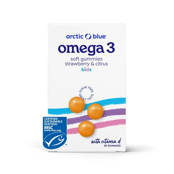 Omega-3 Gummies - Fruit Gums with 250 mg DHA & 70 mg EPA Omega-3 Fatty Acids and Vitamin D3 - for Children, Sugar-Free, with Delicious Flavour