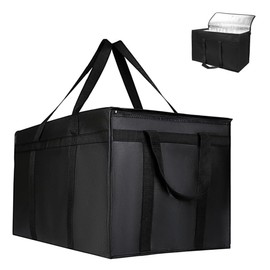 Insulated Cooler Collapsible Bag, Zipper Closure Keep Food Hot Or Cold,Reusable Shopping Bag，for Hot and Cold Food Delivery，Support Plate Included