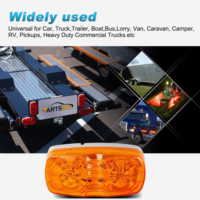Partsam 10x Double Bubble Bullseye LED Marker Light, [DOT Approved]
