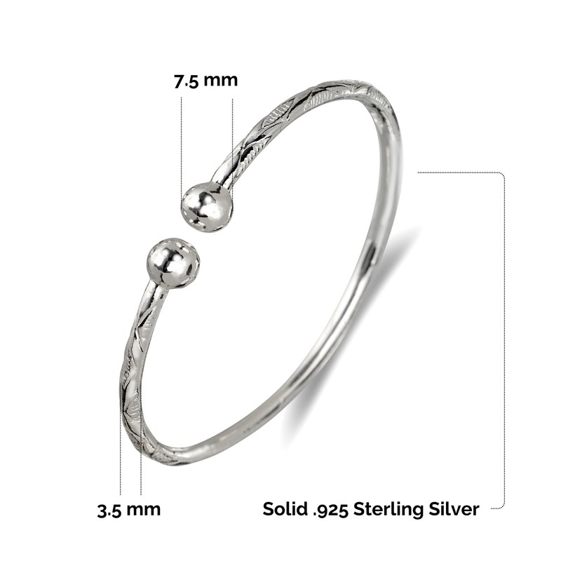 Better Jewelry Solid Ball .925 Sterling Silver West Indian Bangles