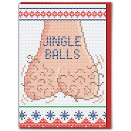 Brainbox Candy - Dad Funny Rude Christmas Cards - Offensive Rude Xmas Cards - 'Jingle Balls' - Perfect For Best Friends Mates Him Her Boyfriend Girlfriend Partner