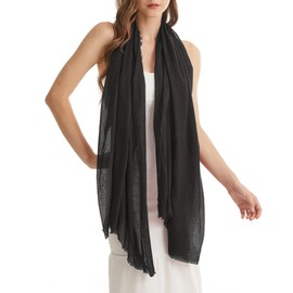 Kakaly Women Scarf Cotton Linen - Chic Ladies Solid Scarves Soft Large Long Wrap Shawl Headscarf Lightweight Neck Scarf Hijab,180×100CM