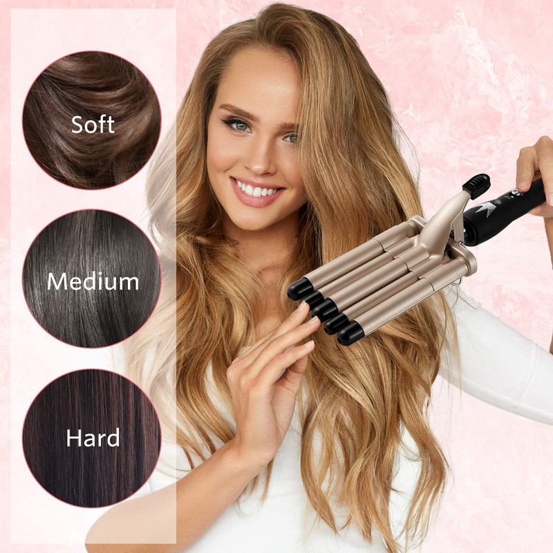 Hair Crimper Iron 5 Barrel Curling Iron Wand, 0.6 Inch