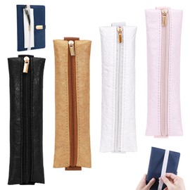 Modixun 4 Pack Notebook Pen Holder Zipper Journal Pen Holder with Elastic Band Pen Case Pen Holder for Notebook Book Planner, Black, brown, white, pink, Compact