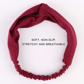 DRESHOW 10 Pack Boho Headbands for Women Vintage Flower Printed Criss Cross Knotted Elastic Hair Band Stretchy Head Wrap Twisted Cute Hair Accessories