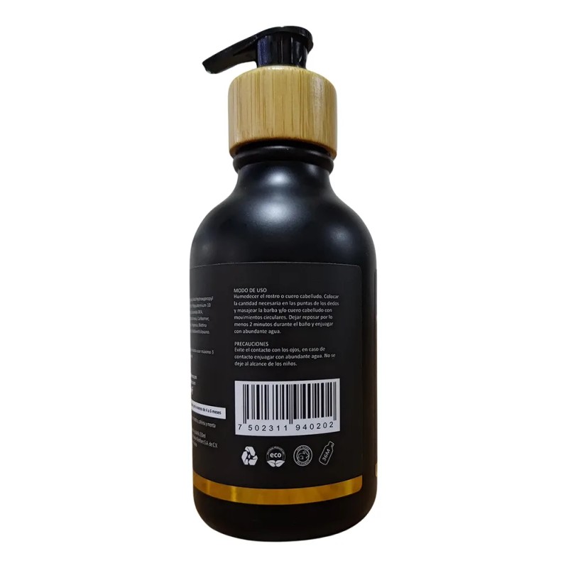 Shampoo Barba Y Cabello Crecimiento Biotina Cafeina Y Menta