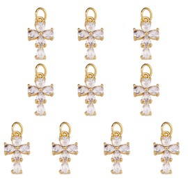 COGCHARGER 10pcs Cross Pendant with Cubic Zirconia Brass Cross Pendant Crucifix Pendant for Jewelry Necklace Bracelet Earrings Crafts Brass and Cubic Zirconia Zircon No, Brass and cubic zirconia,