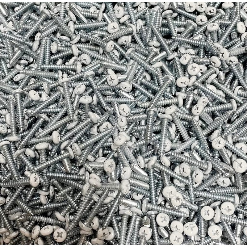 #8 x 1 White Pan Head Metal RV Screws |