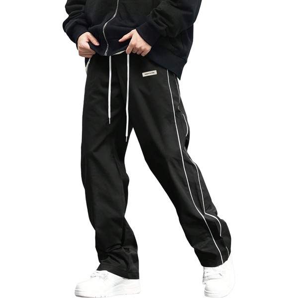 ZAFUL Men's Baggy Track Pants Y2K Streetwear Pants Drawstring Letter