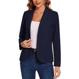 MINTLIMIT Blazer for Women Long Sleeves Suit Jacket Casual Fashionable 2 Buttons (Navy XL)