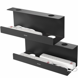 VIVO Under Desk 17 inch Extra Deep Cable Management Trays, Power Strip Holders, Cord Organizers, Wire Tamers for Office and Home, Black, 2 Pack, DESK-AC16-2C