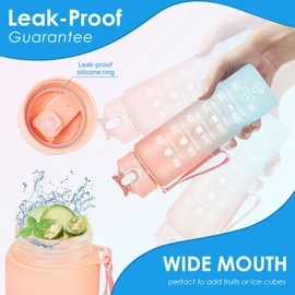 SUPPRUI Kids Water Bottle with Time Markings,700ML Motivational Water Bottles with Straw, Leakproof BPA-free Tritan Drink Bottle for Sport,Cycling,Gym, School & Office (Blue & Orange)