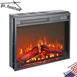 CEM Home 1400W Embedded 23" Electric Fireplace Insert Heater Log Flame Remote New