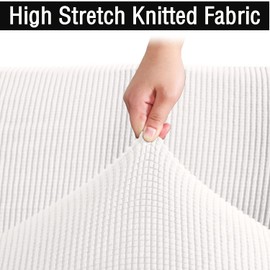 GAMUKAI 3-Piece T-Cushion Sofa Slipcover – Premium Stretch Sofa Cover for T-Cushion Couches (Fits Up to 90" Wide) – Includes 2 T-Shaped Seat Covers + Back Cover (White, Love seat XL)