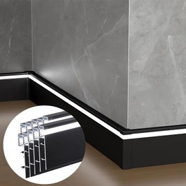 JARBIH 10Pack 1.64ft/50cm Aluminum Skirting Baseboard, 78x12mm Skirting Line LED Channel System, Hard Bar Strip Light Suface Mounted Metal Wall Channel Lamp for Living Room Bedroom Kitchen