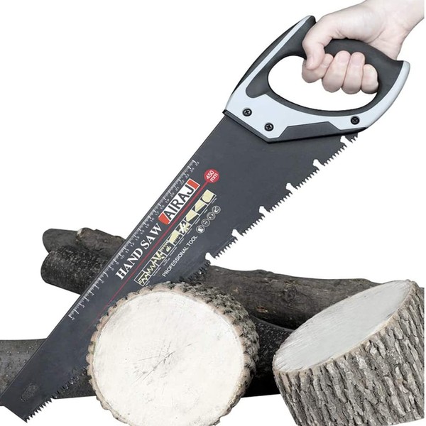 AIRAJ 450mm Pro Hand Saw, Pruning Saw with Chip-Removing Design, Perfect for Sawing, Pruning, Trimming Gardening and Cutting Wood Fast Cutting Saw