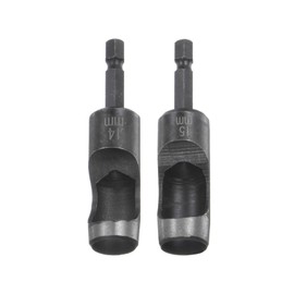 HARFINGTON Leather Hollow Punch Set 1/4 Hex Shank for Drills, 14mm 15mm Dia Rotary Hole Punches for Thick Fabrics Leathercraft Working