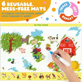 Seek and Find Books for Kids 3-5, Preschool Learning Activities, Reusable Toddler Activity Book with 6 Mess Free Water Reveal Mats, Travel Toys for Road Trip, Educational Toys for Birthday Gift