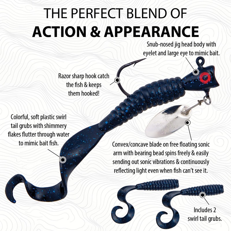 Panther Martin PMUS_9_BBF SonicSubSpin Underspin Fishing Lures - Black Blue