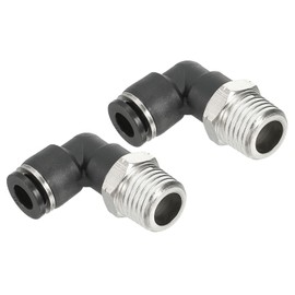 PATIKIL Male Elbow Tubing Push to Connect Fittings, 5 Pack Male Elbow 1/4 Inch Tube OD x 1/4 Inch NPT Thread 90 Push to Connect Fittings for Air Water