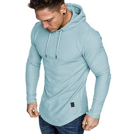 Lexiart Mens Fashion Athletic Hoodies Sport Sweatshirt Solid Color Fleece Pullover Sky Blue 3X-Large