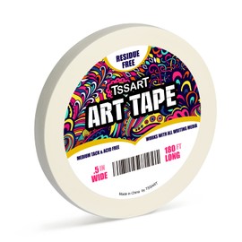 TSSART White Art Tape Medium Tack - Masking Artists Tape for Drafting Art Watercolor Painting Canvas Framing - Acid Free 1/2Inch/ 0.5inch Wide 180FT Long | TSSART
