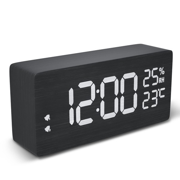 Digital Alarm Clock, Digital Clock Wood Look with Large Screen,