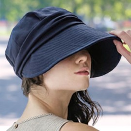 Moon Bat 65297 Hat, Jockey Cap, Wide Brim, 4.3 inches (11 cm), Light Blocking, UV, Large, Foldable, Long Brim, Includes Chin Strap, Cap, Casket, Wide Brim, blue (navy blue)