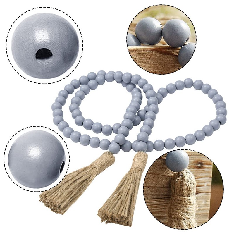 58 Inches String Garland Farmhouse Wooden Beads Rustic Boho Wood