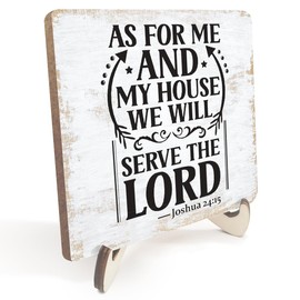 Inspirational House Wood Sign Rustic Desk Decor Decorative Positive Christian Religious Bible Verse Faith Decorations for Home Farmhouse Office House Decor Table Shelf Wooden Plaque with Wood Stand