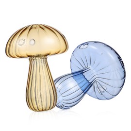 Mipcase 2 Pcs Mushroom Glass Vases Creative Hydroponics Plant Containers for Home Decor for Balconies Gardens and Offices Premium Glass Craft for Stylish Centerpieces