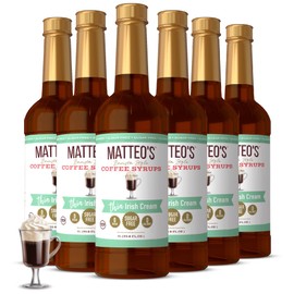 Matteo's Barista Style Sugar-Free Coffee Syrup, Irish Cream Flavor, Zero Calories and Sugar, Keto Friendly, Ideal for Lattes, Cappuccinos, Espresso, Americano, Indulgent Taste 33.8 Oz, 6-Pack