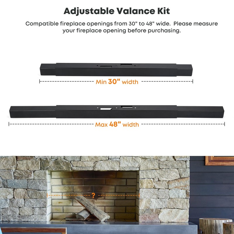 Stanbroil Adjustable Rod and Valance Kit for Fireplace Mesh Screen
