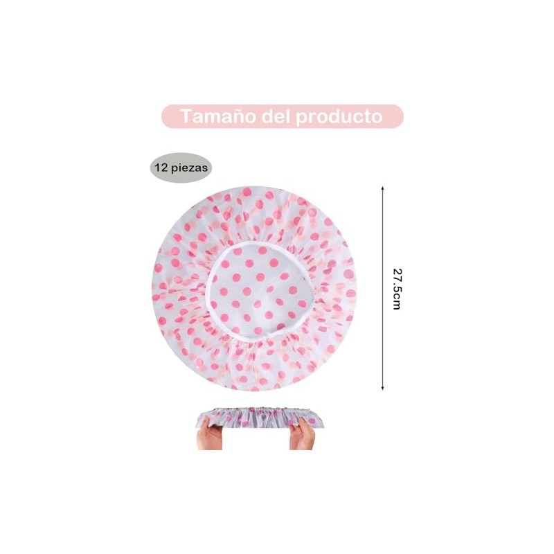 12 Gorras de Baño Mujer, Gorras de Ducha Reutilizables, Diseño
