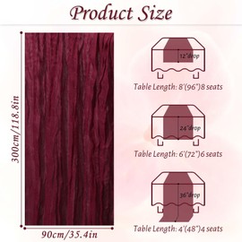 Table Runner Cheesecloth 10 FT Boho Rustic Table Runner Gauze Table Runner for Wedding Spring Decor Cheese Cloth Table Runner for Baby Shower Birthday Home Decor (Maroon, 1 Pack)