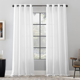 Scott Living Dari Heathered Texture Semi-Sheer Grommet Curtain Panel, 50" x 84", White