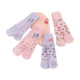 Cotton Coming Baby Girls' Tights Cotton Pink and Purple Baby Toddler Children Non-Slip Stopper Socks, multicoloured