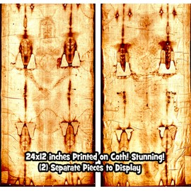 SHROUD OF TURIN Printed on Cloth  Back &Front ( 2 Pieces)  24in By 12 in each