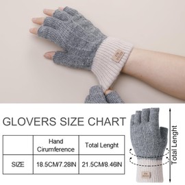FRIUSATE 2 Pairs Fingerless Gloves for Women, Ladies Fingerless Gloves Thermal Knitted Half Finger Gloves Winter Warm Half Gloves for Working Typing Outdoor Activities
