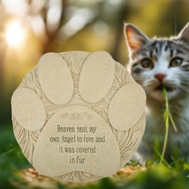 ENNAS Pet Memorial Stone for Dog or Cat – 10” Resin Paw Print Grave Marker – Outdoor Garden Stepping Stone or Indoor Wall Plaque – Pet Loss Sympathy Gift for Pet Lovers