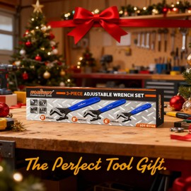 HORUSDY 3-Piece Adjustable Wrench Set (6/8/10 in), Wide Jaw Black Oxide Finish, Cr-V Steel, Metric & SAE Scales, Adjustable Spanner Set for Home Garage Workshop