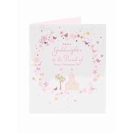 Goddaughter Christening - Christening Greeting Cards -New Baby Girl Pink