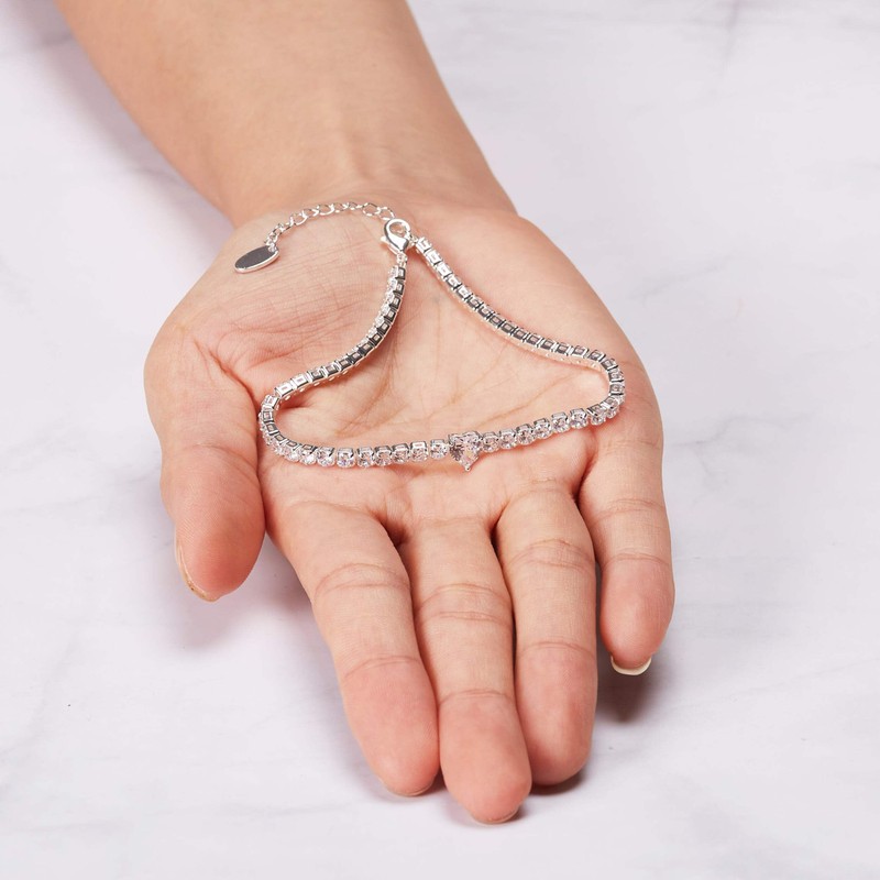 Philip Jones Heart Solitaire Tennis Bracelet Created with Zircondia® Crystals