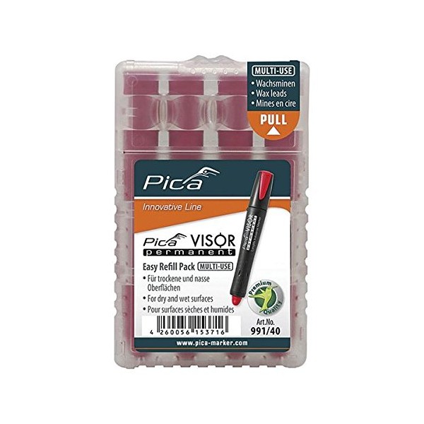 Pica 991/40 Visor Permanent Refill Red 4/PK (5 Pack)