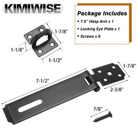 KIMIWISE 1 Pack Door Locks Hasp Latch, 7-1/2 Inch Stainless Steel Heavy Duty Lock Hasp, Padlock Latch with Screws for Personal Privacy and Security Protection