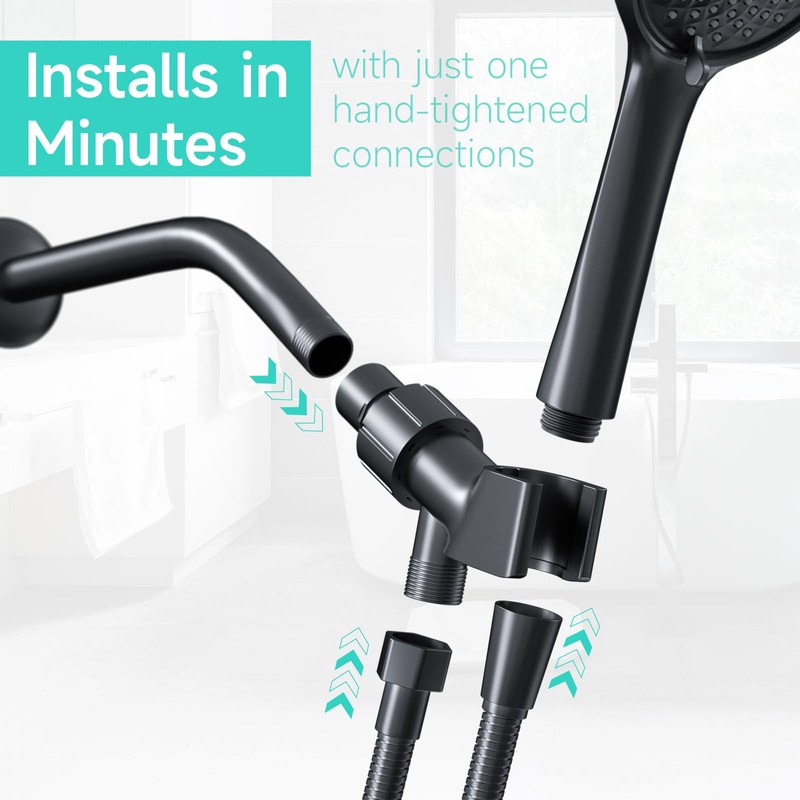 Adjustable Handheld Shower Head Holder- Premium ABS Bracket- Brass Ball