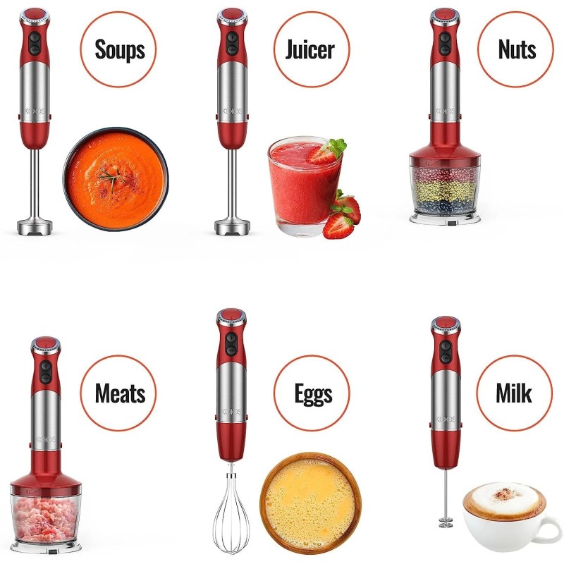 KOIOS 1000W Hand Immersion Blender 12 Speed 5-in-1 Electric Stainless